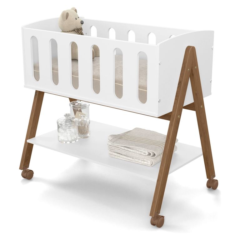 KIDSCOOL Mini Cuna Colecho Liv Blanca/Eco Wood Con Ruedas