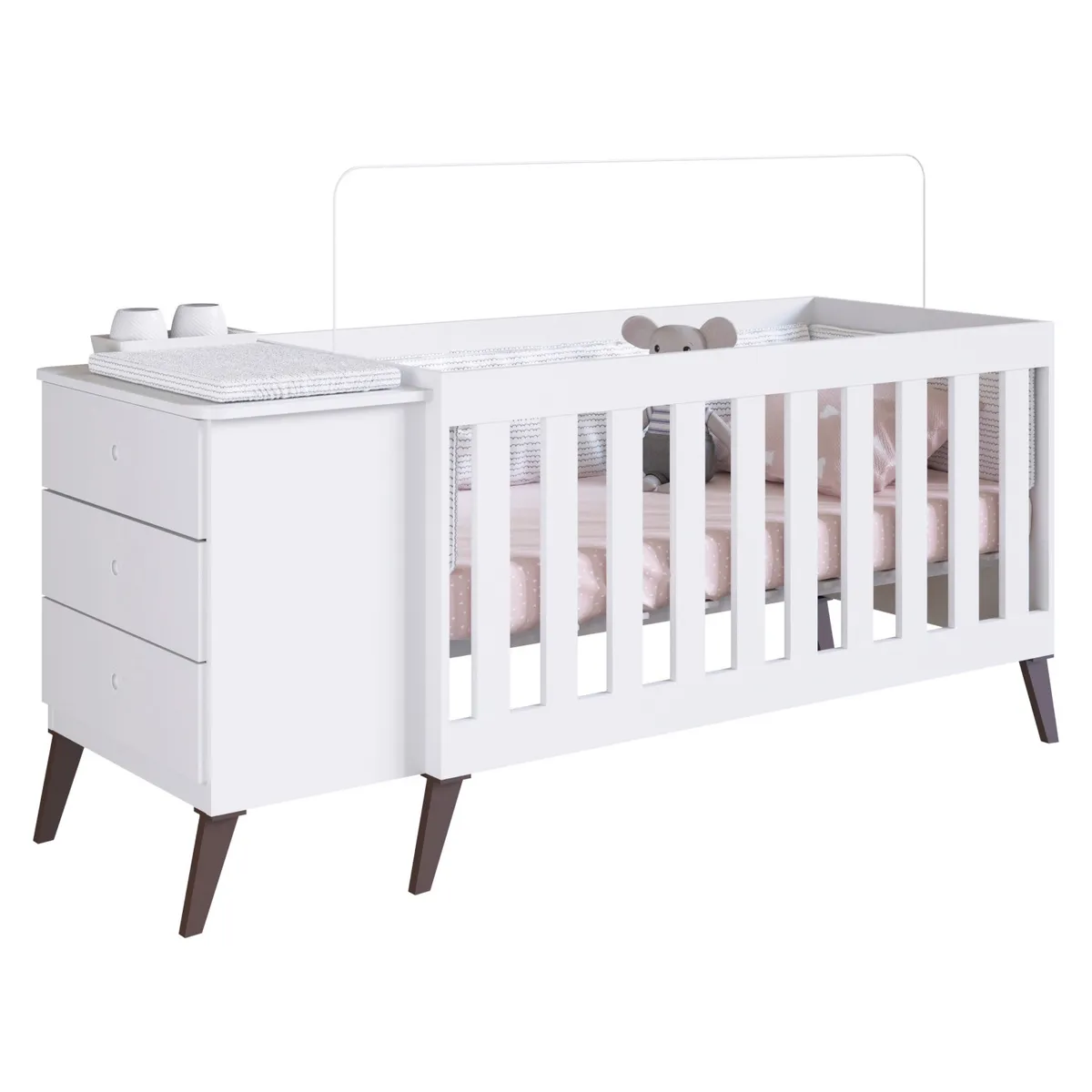 KIDSCOOL - Cuna Con Cajonera Encanto Blanco Kidscool