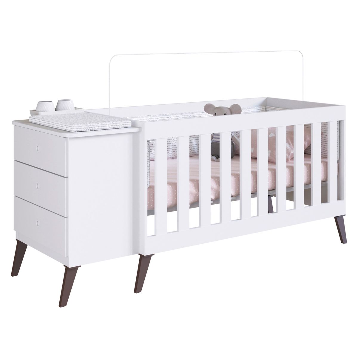 KIDSCOOL - Cuna Con Cajonera Encanto Blanco Kidscool