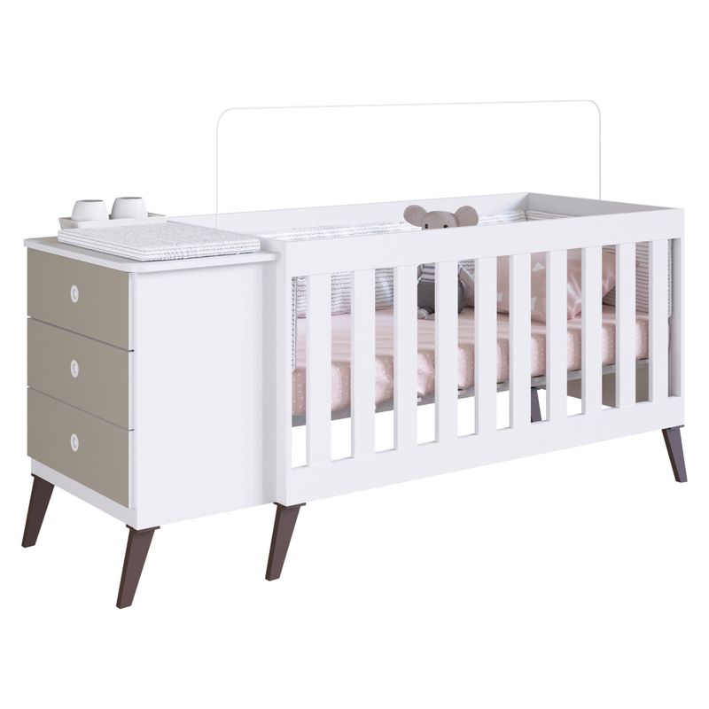 KIDSCOOL - Cuna Con Cajonera Encanto Gris Kidscool