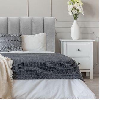 Imagen 2 del producto Respaldo de cama Tubular al piso FELPA GRIS PERLADO 2 PLAZAS