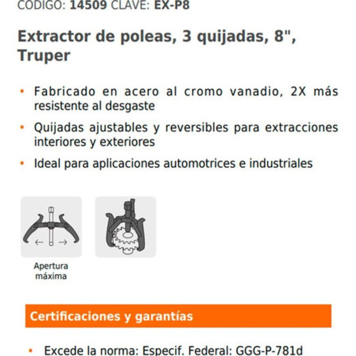 TRUPER - Extractor De Poleas Interiores Y Exteriores Truper Ex-p8