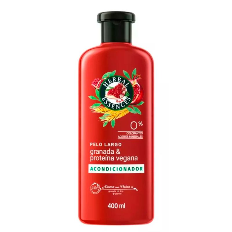 HERBAL ESSENCES - Acondicionador granada y proteina vegana 400ml herbal essences.