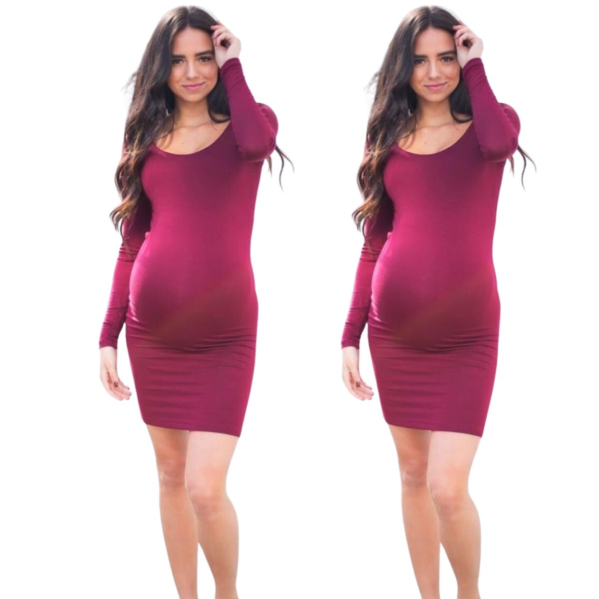 GENERICO - VESTIDO AJUSTADO DE EMBARAZADA MANGA LARGA IDEAL PARA FIESTA