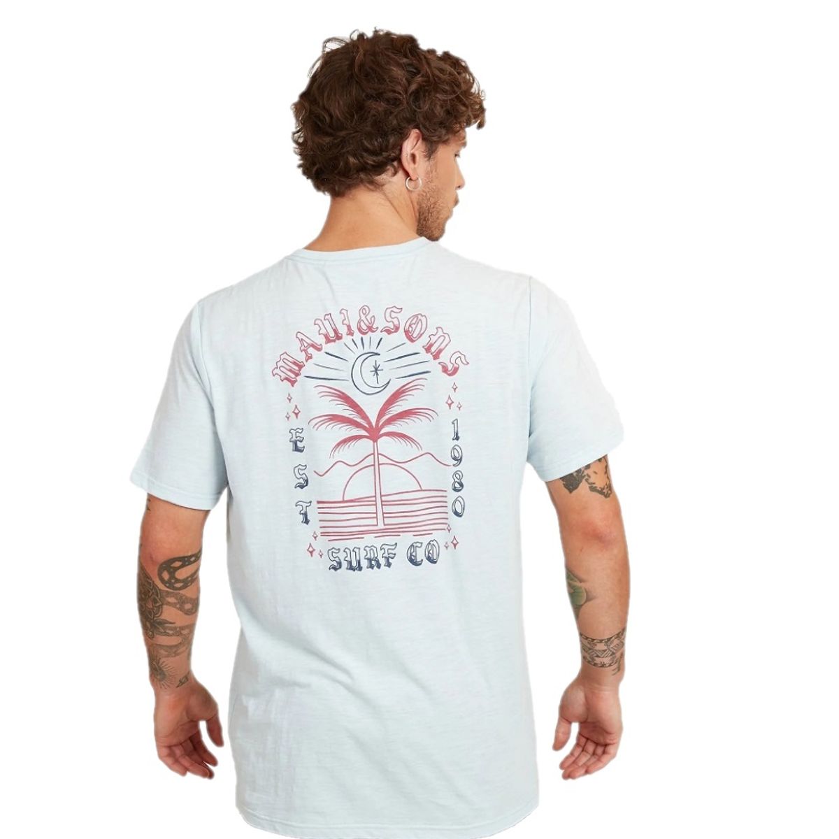 MAUI AND SONS - Polera Hombre Surf Co Celeste Maui