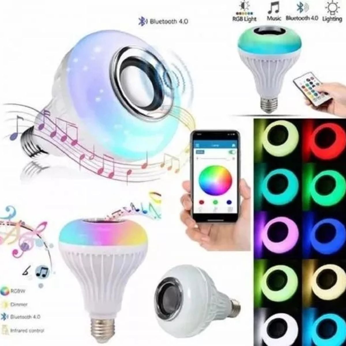 GENERICO - Ampolleta Led Parlante Bluetooth Control Musica blanco