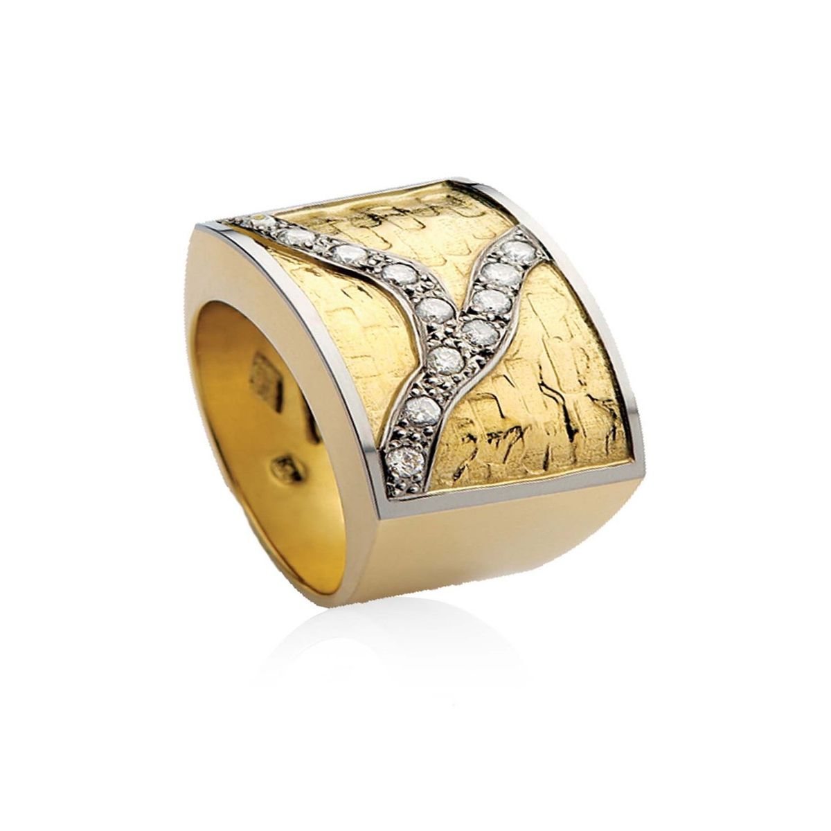 JB JOYAS BARON - Anillo de Oro Amarillo 18kt Modelo Senis con 12 Diamantes Corte Brillante de 2pts
