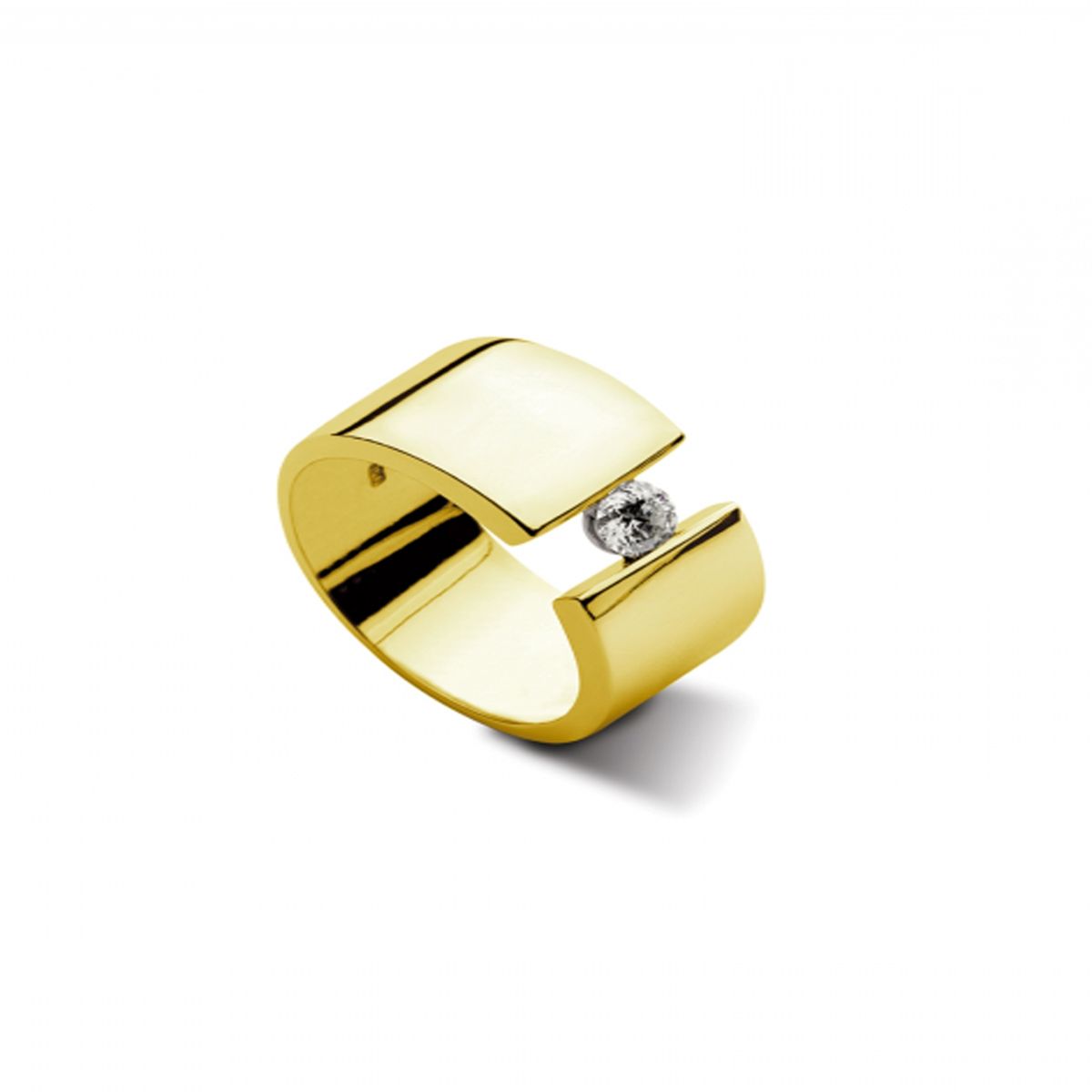 JB JOYAS BARON - Anillo de Oro Amarillo 18kt Modelo Voler con 01 Diamante Corte Brillante Solitario de 10pts