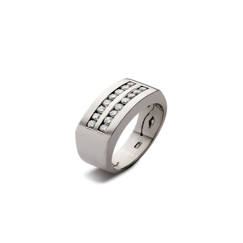 JB JOYAS BARON - Anillo de Oro Blanco 18kt Modelo Nizo con 16 Diamantes Corte Brillante de 2pts