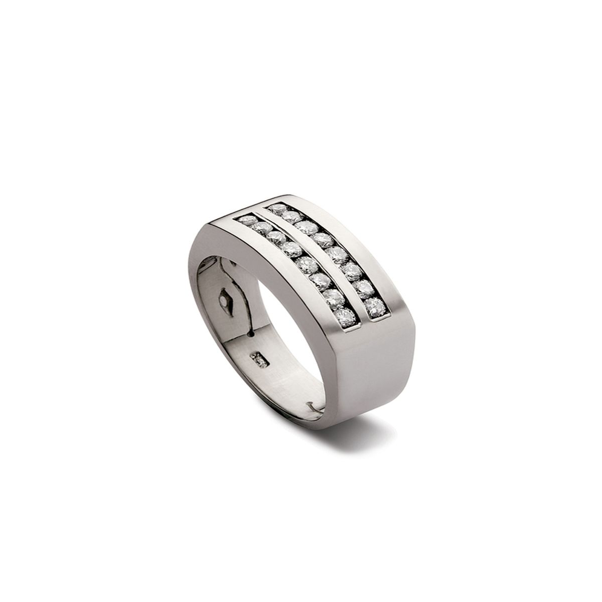 JB JOYAS BARON - Anillo de Oro Blanco 18kt Modelo Nizo con 16 Diamantes Corte Brillante de 2pts