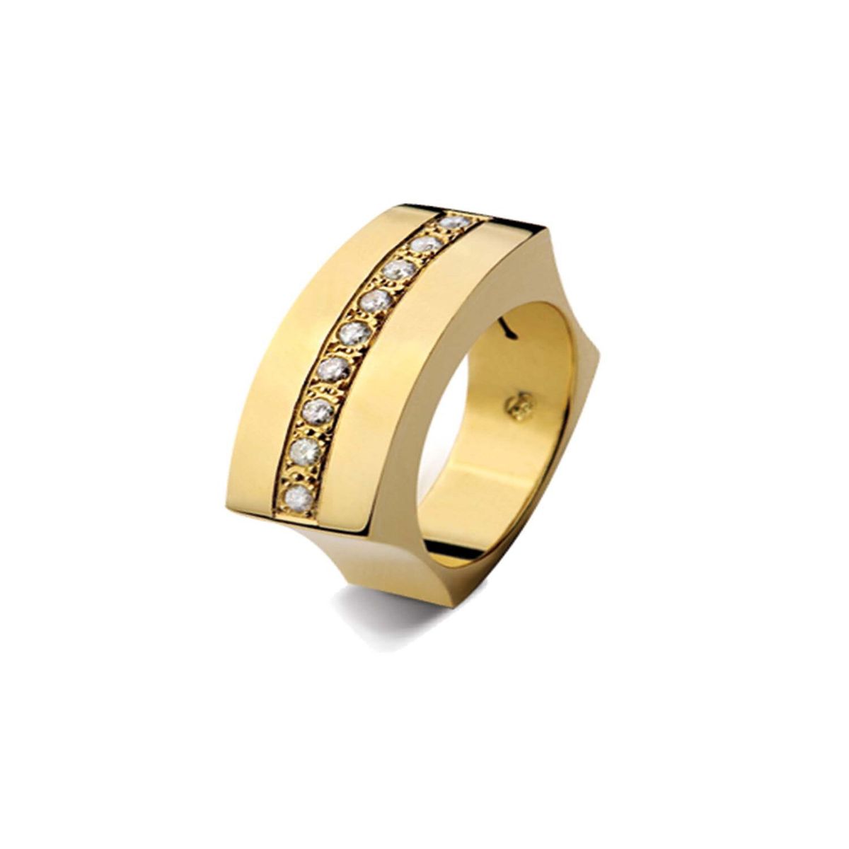 JB JOYAS BARON - Anillo de Oro Amarillo 18kt Modelo Curv con 09 Diamantes Corte Brillante de 2pts