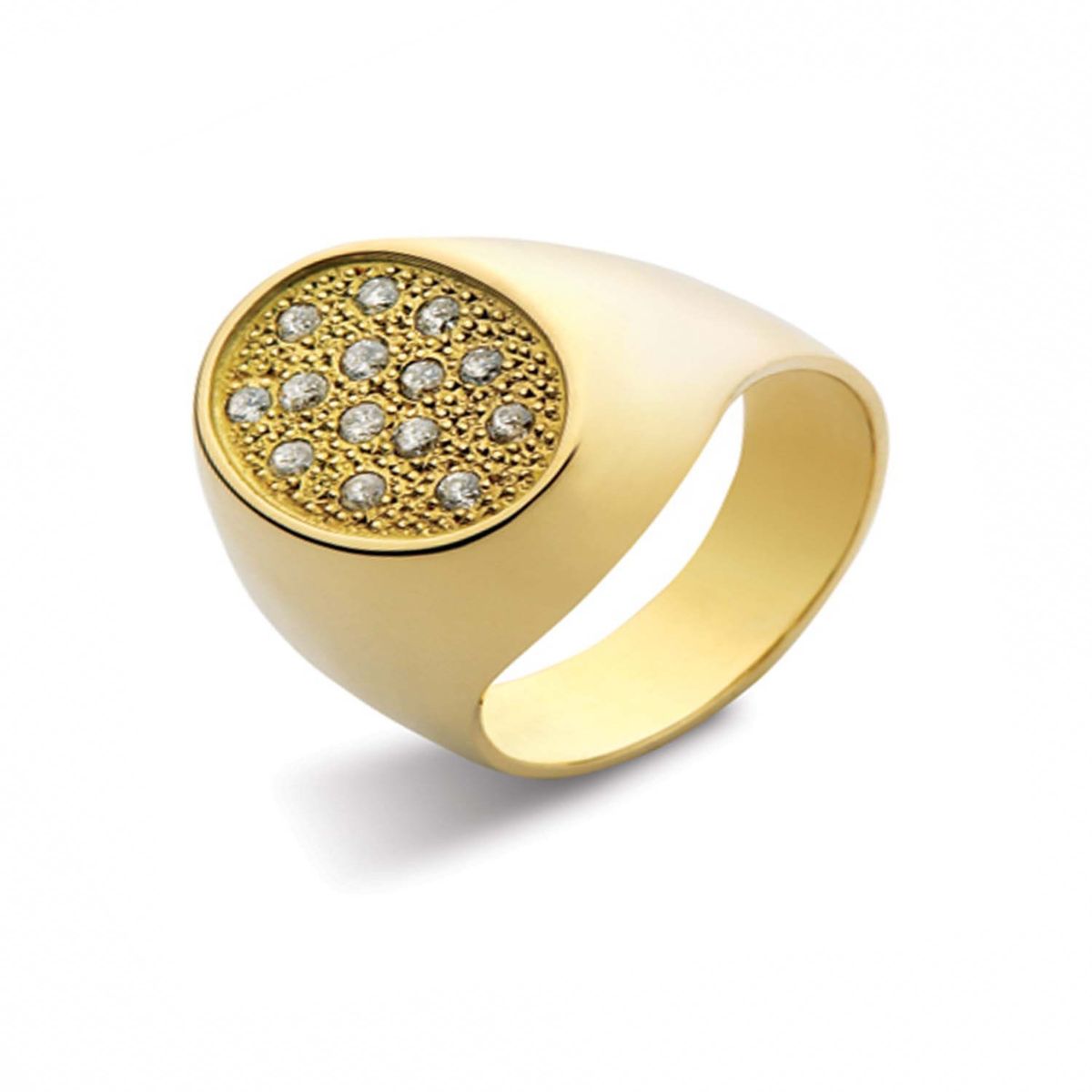 JB JOYAS BARON - Anillo de Oro Amarillo 18kt Modelo Oval con 14 Diamantes Corte Brillante de 1pts