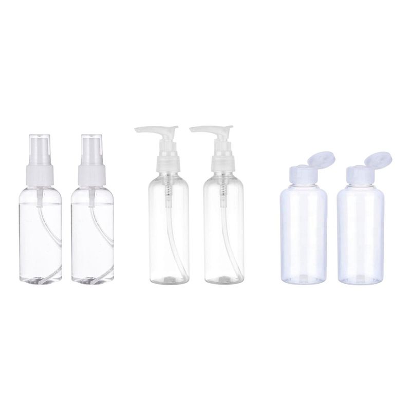GENERICO - Set 6 Botella De Viaje Variedad 100 Ml Transparente