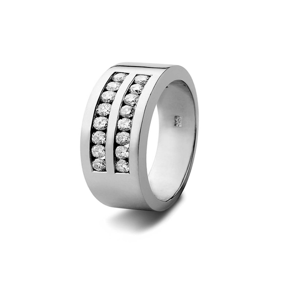 JB JOYAS BARON - Anillo de Oro Blanco 18kt Modelo Perfeccion con 16 Diamantes Corte Brillante de 3pts