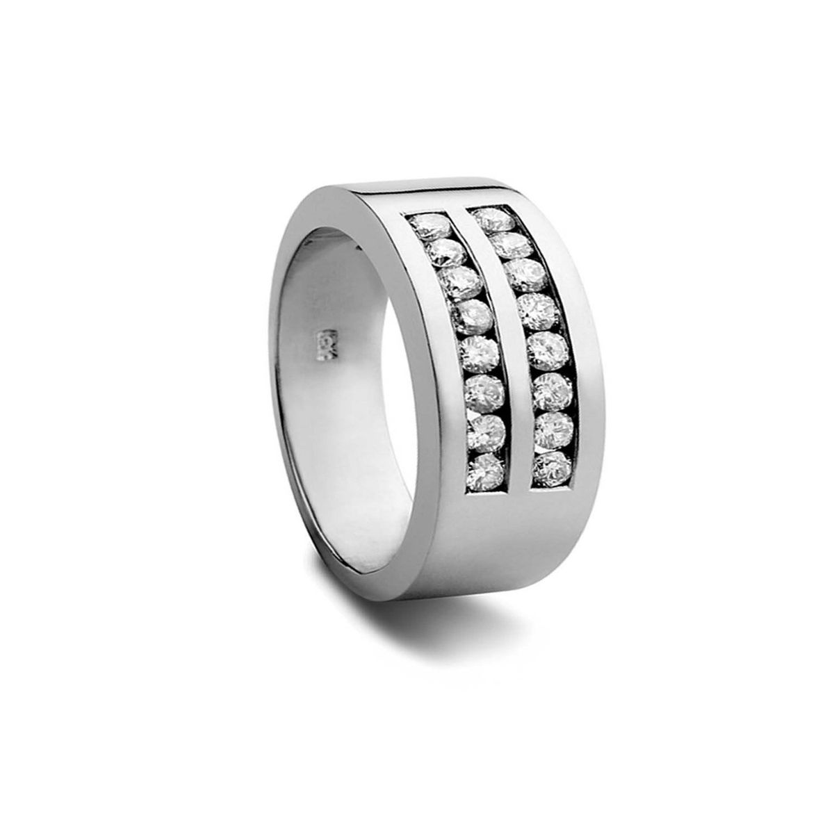 JB JOYAS BARON - Anillo de Oro Blanco 18kt Modelo Perfeccion con 16 Diamantes Corte Brillante de 3pts