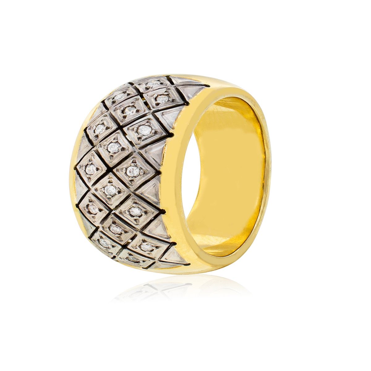 JB JOYAS BARON - Anillo de Oro Amarillo 18kt Modelo Septal con 16 Diamantes Corte Brillante de 1pts