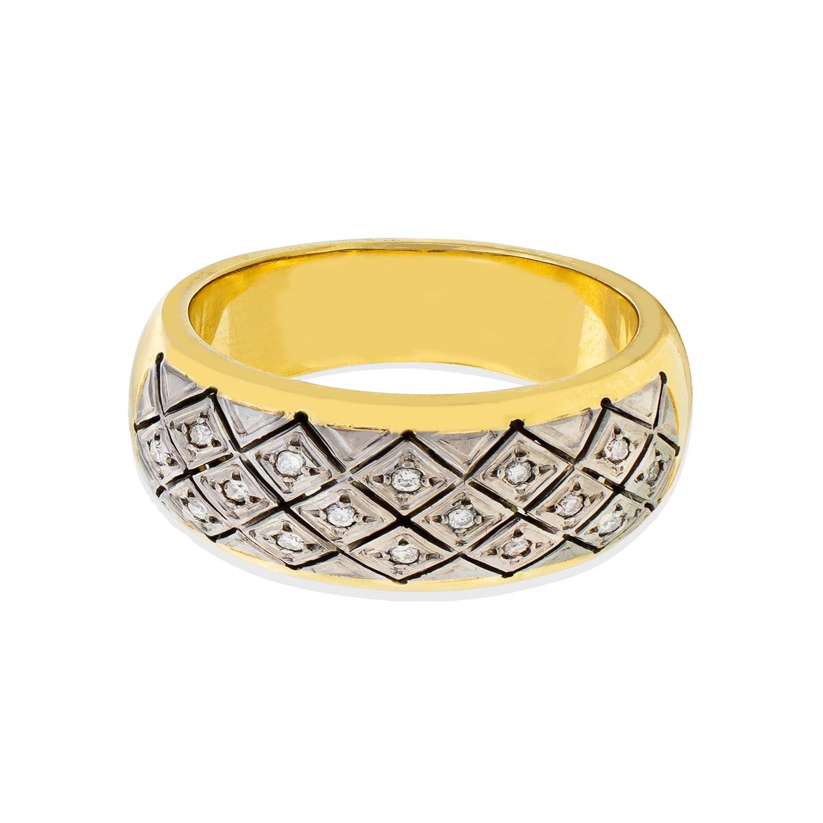 JB JOYAS BARON - Anillo de Oro Amarillo 18kt Modelo Septal con 16 Diamantes Corte Brillante de 1pts