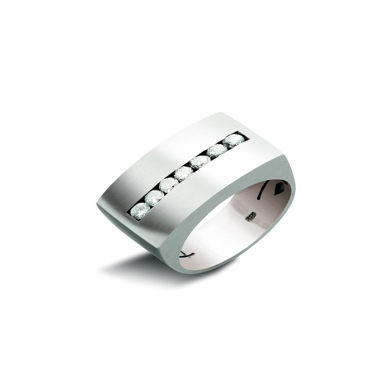 JB JOYAS BARON - Anillo de Oro Blanco 18kt Modelo Dumo con 07 Diamantes Corte Brillante de 5pts