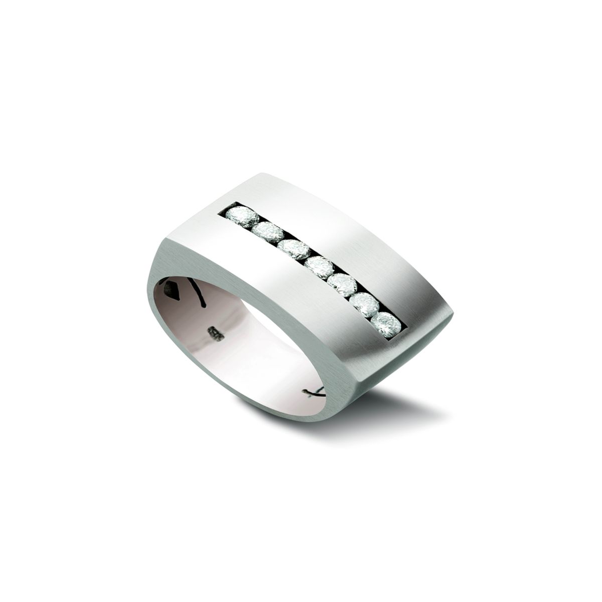 JB JOYAS BARON - Anillo de Oro Blanco 18kt Modelo Dumo con 07 Diamantes Corte Brillante de 5pts