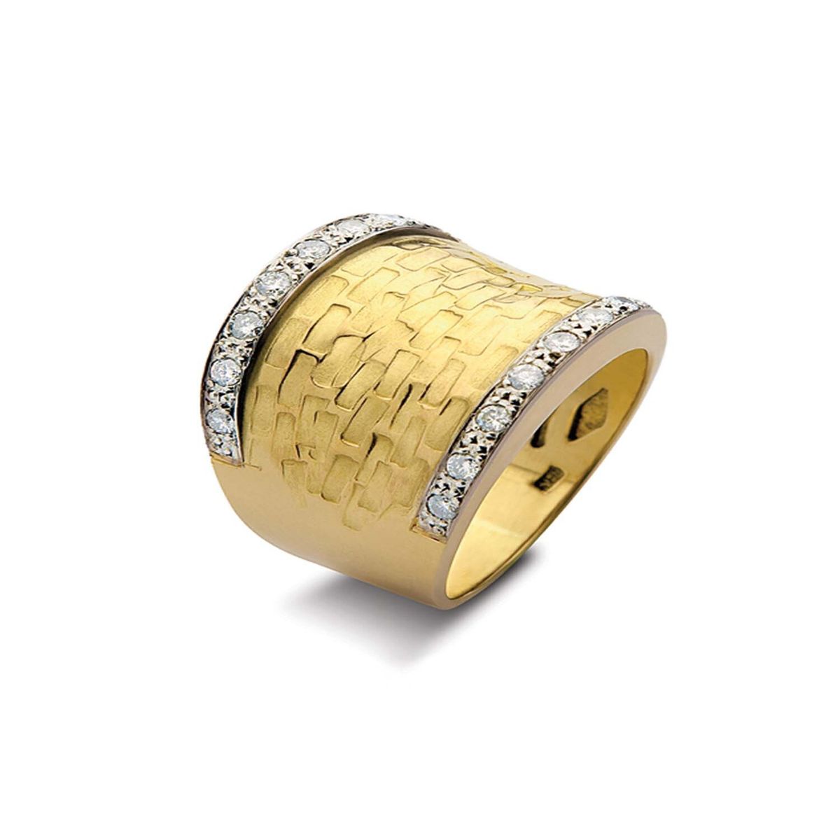 JB JOYAS BARON - Anillo de Oro Amarillo 18kt Modelo Vetuz con 16 Diamantes Corte Brillante 2pts