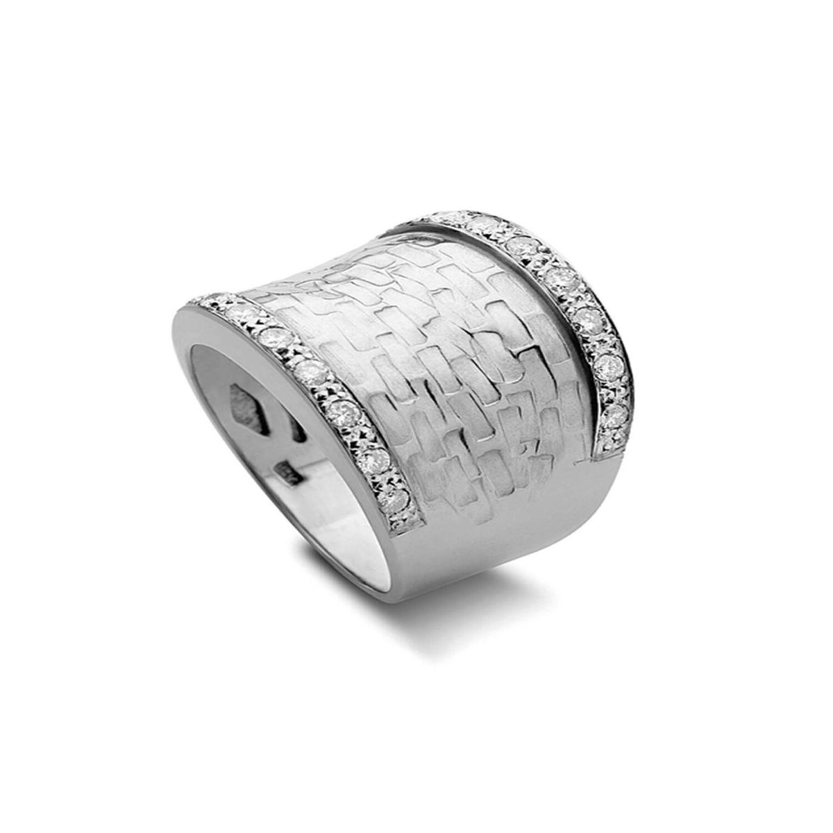 JB JOYAS BARON - Anillo de Oro Blanco 18kt Modelo Vetuz con 16 Diamantes Corte Brillante 2pts