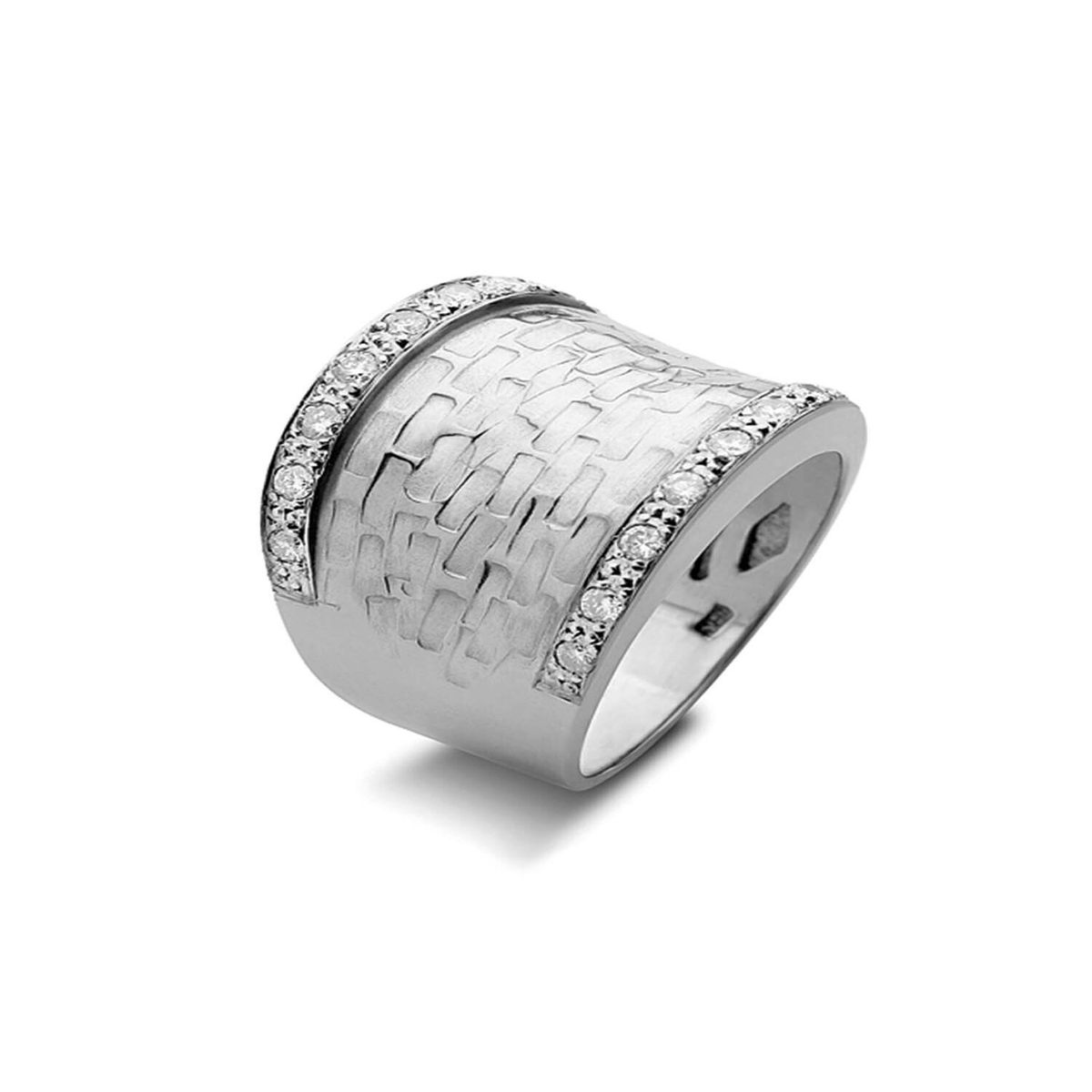 JB JOYAS BARON - Anillo de Oro Blanco 18kt Modelo Vetuz con 16 Diamantes Corte Brillante 2pts