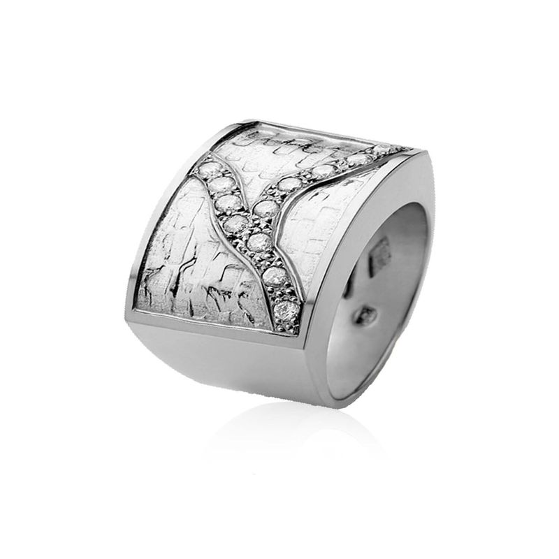 JB JOYAS BARON - Anillo de Oro Blanco 18kt Modelo Senis con 12 Diamantes Corte Brillante de 2pts