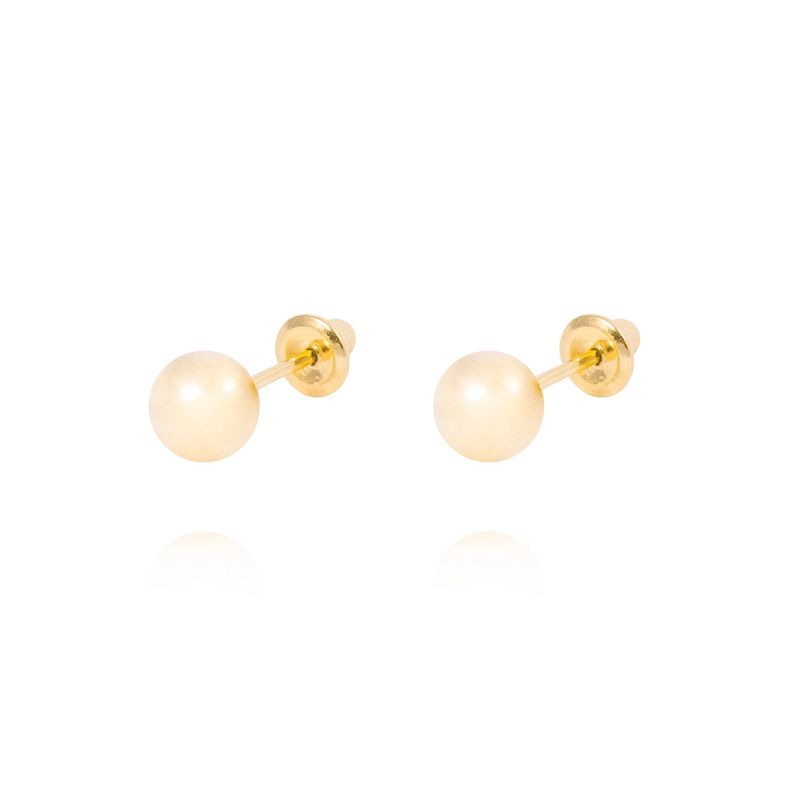 JB JOYAS BARON - Aros de Oro 18kt Pelotita 4,0mm Tornillo Tope