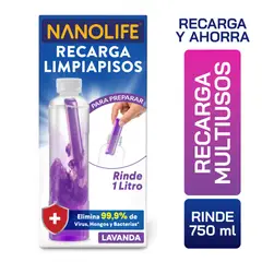 NANOLIFE - Limpiapisos Desinfectante - Recarga 1 litro - Aroma Lavanda
