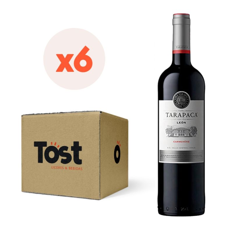 TARAPACA - 6x Vino Tarapacá León Carmenere 12° 750cc