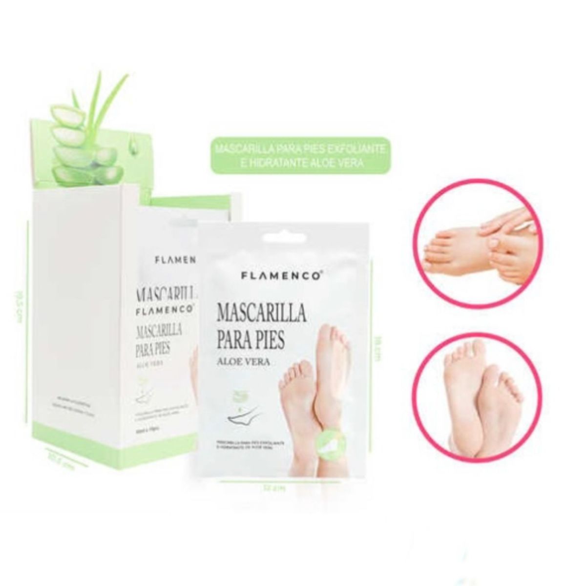 FLAMENCO - Mascarilla Para Pies Exfoliante E Hidratante De Aloe Vera.