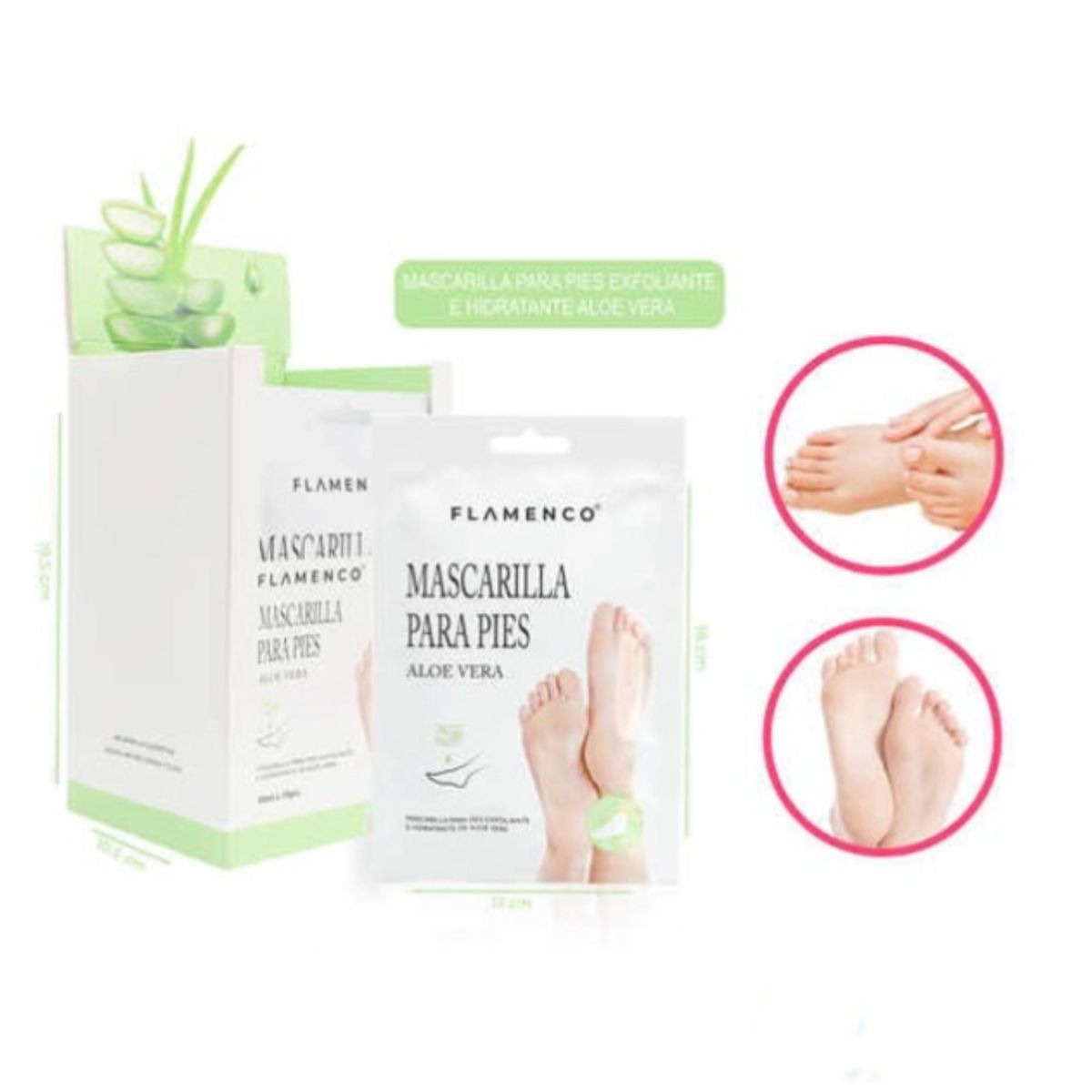 FLAMENCO - Mascarilla Para Pies Exfoliante E Hidratante De Aloe Vera.