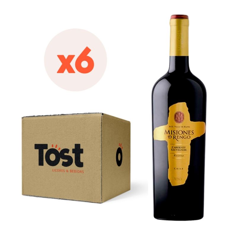 MISIONES DE RENGO - 6x Vino Misiones De Rengo Reserva Cabernet 750cc