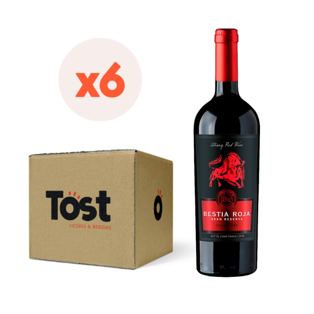 BESTIAS WINES - 6x Vino Bestia Roja Gran Reserva Cabernet 750cc