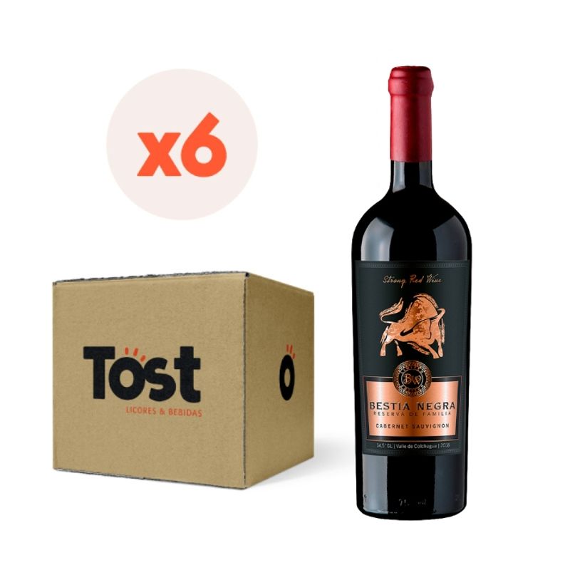 BESTIAS WINES - 6x Vino Bestia Negra Reserva De Familia Carmenere 750cc