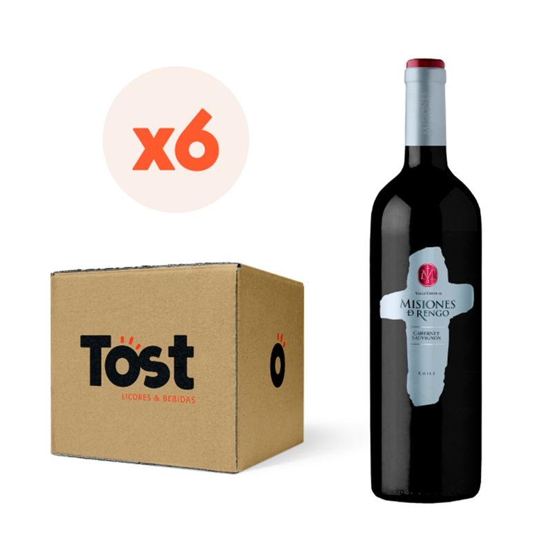 MISIONES DE RENGO - 6x Vino Misiones De Rengo Varietal Cabernet Sauvignon 750cc