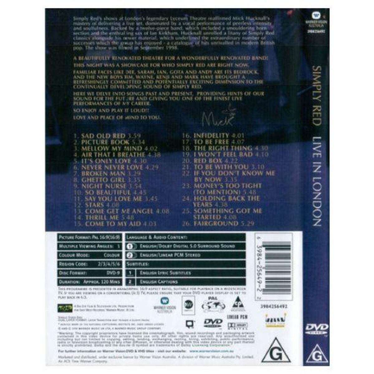 HITWAY MUSIC - SIMPLY RED - LIVE IN LONDON - DVD HITWAY MUSIC