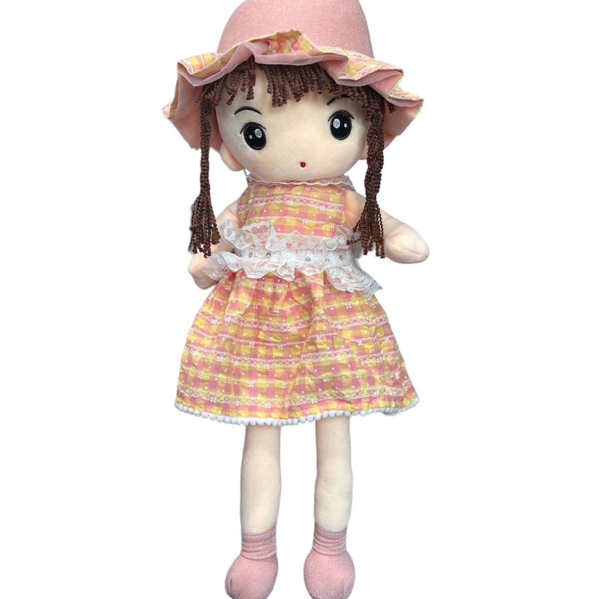 GENERICO - Muñeca De Trapo Grande De Peluche Vestido Cuadros