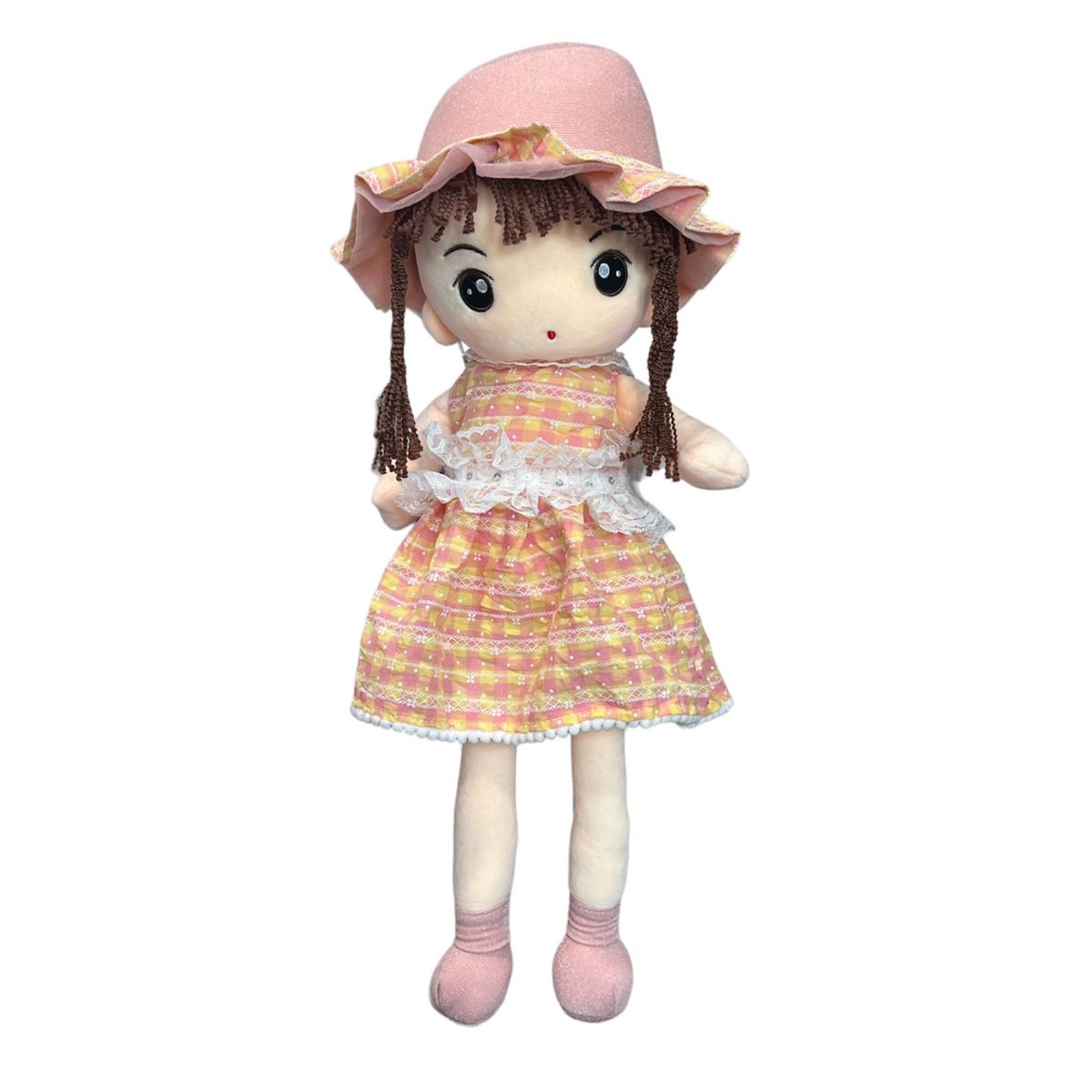 GENERICO - Muñeca De Trapo Grande De Peluche Vestido Cuadros