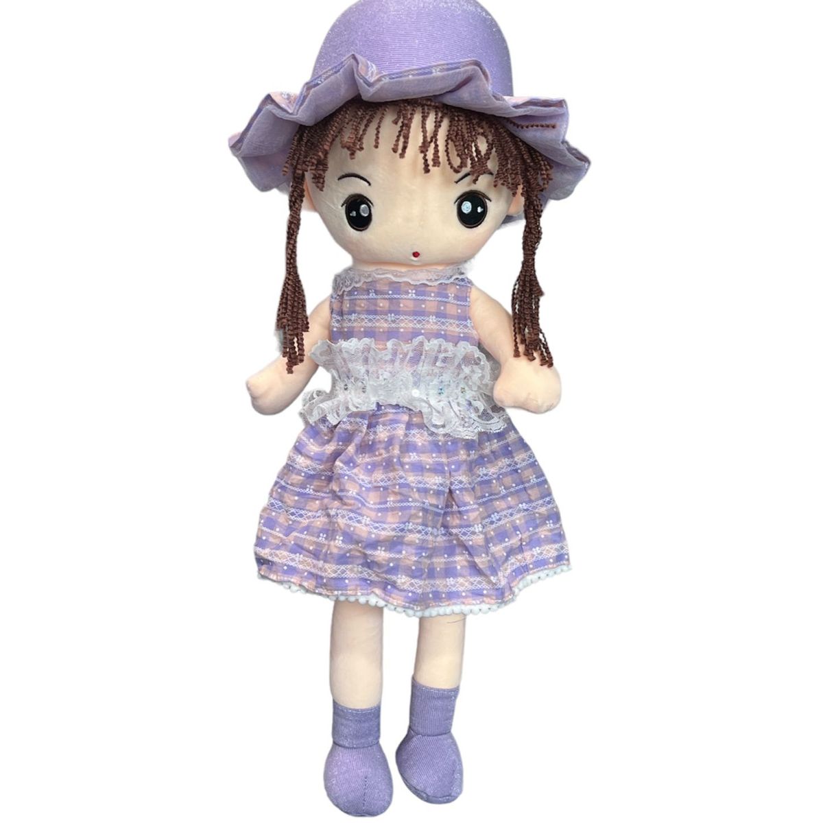 GENERICO - Muñeca De Trapo Grande De Peluche Vestido Cuadros