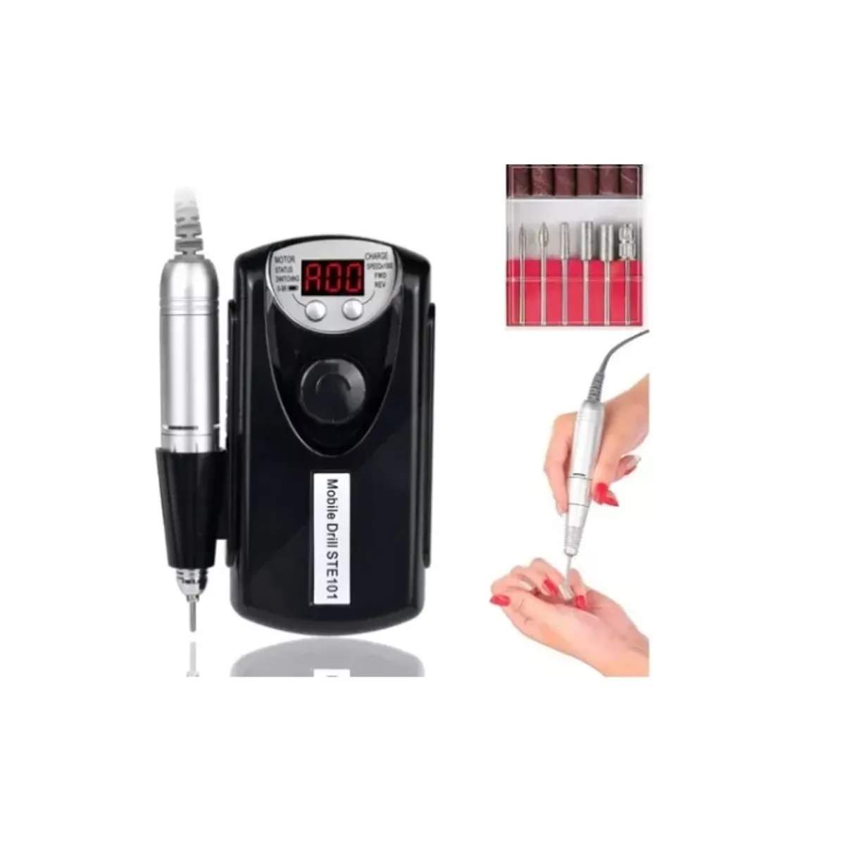 GENERICO - Torno Pulidor Para Manicure 30.000 Rpm Inalambrico Negro