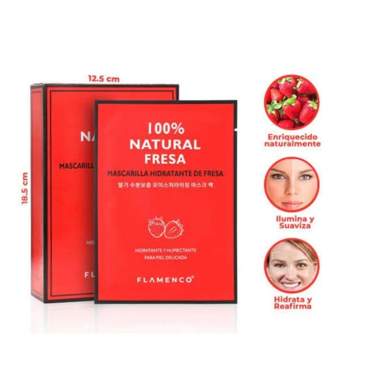 FLAMENCO - Mascarilla Facial Hidratante Y Humectante De Fresa.-