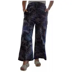 LOOK SHOP - Pantalón Palazzo Mujer Algodón Estampado Primavera 734