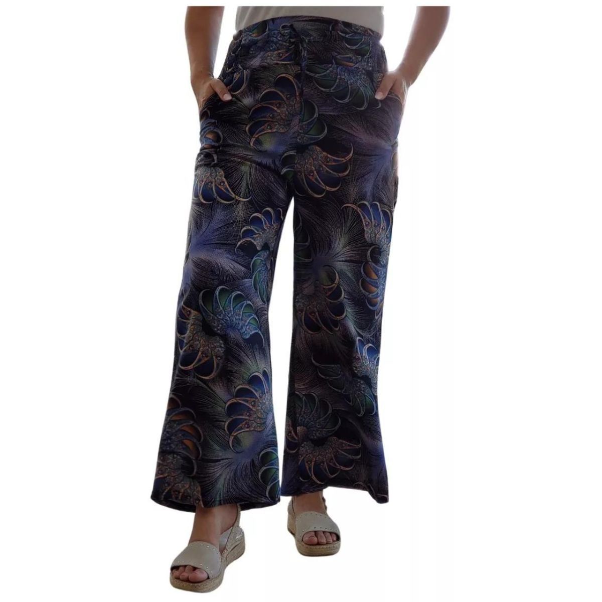 LOOK SHOP - Pantalón Palazzo Mujer Algodón Estampado Primavera 734