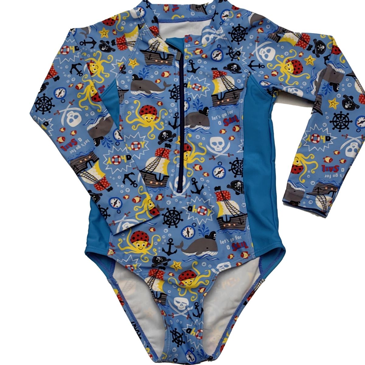 SHANDIAN - Bañador unido para niños estampado masculino con cremallera en color