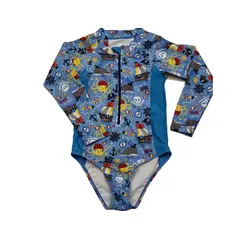 SHANDIAN - Bañador unido para niños estampado masculino con cremallera en color
