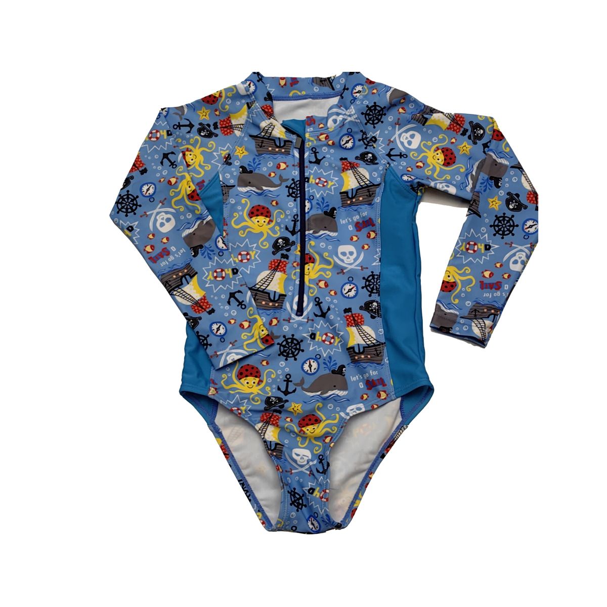 SHANDIAN - Bañador unido para niños estampado masculino con cremallera en color