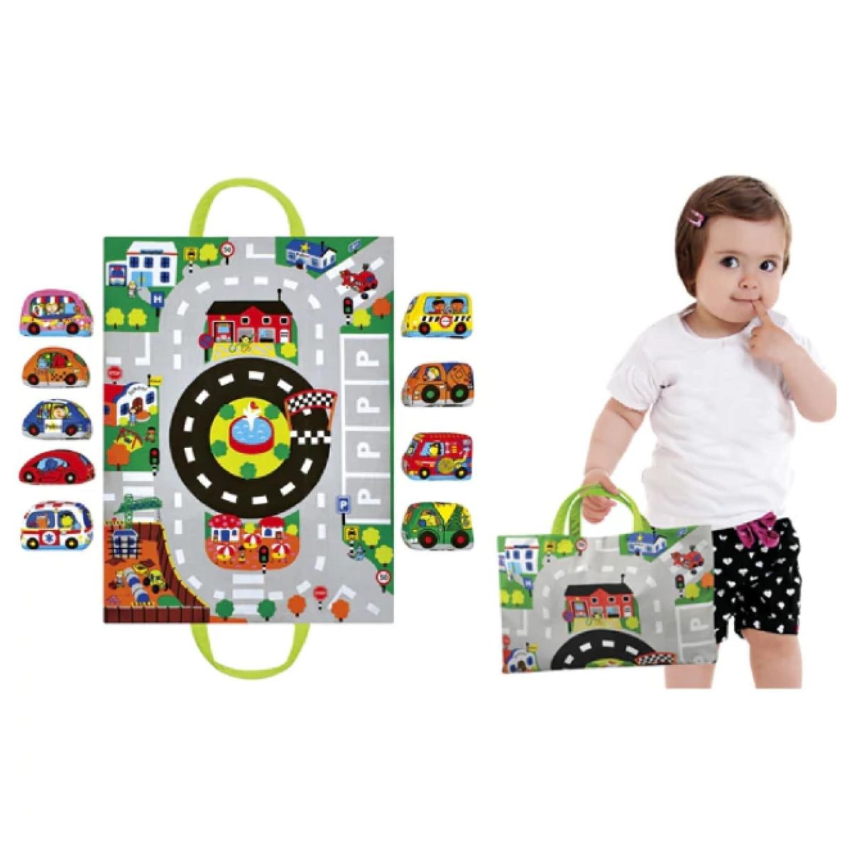 GENERICO - Juguete Set De Autos Con Pista Alfombra 7 Piezas Infantil