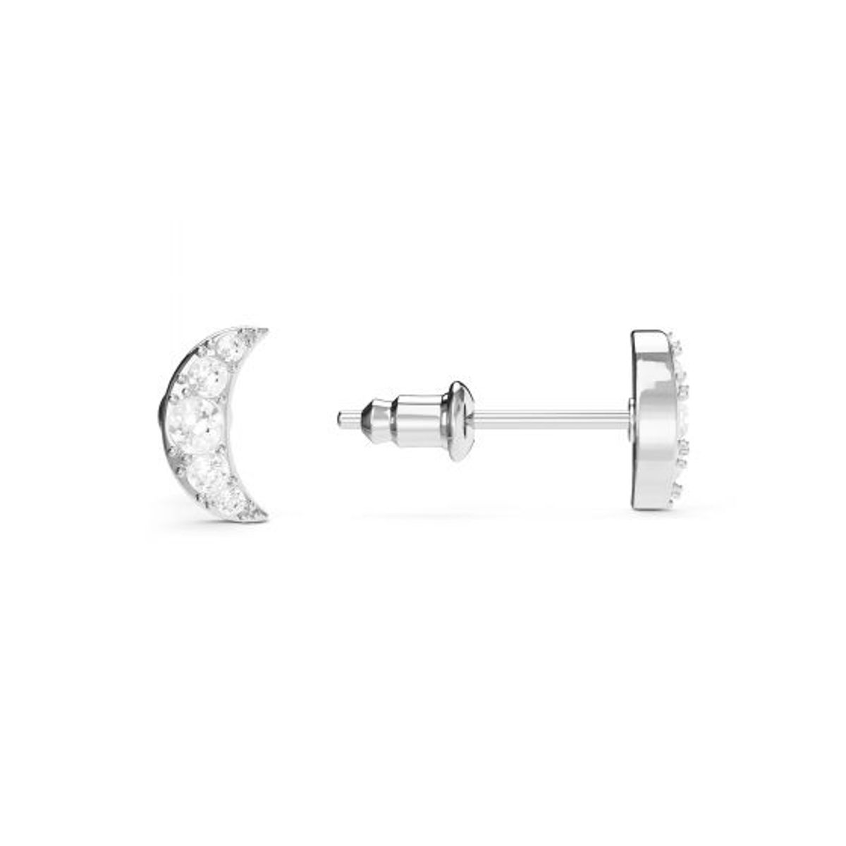 BLOOM CRYSTAL - Aros Media Luna Cristal Austria Diseño Delicado en Plata