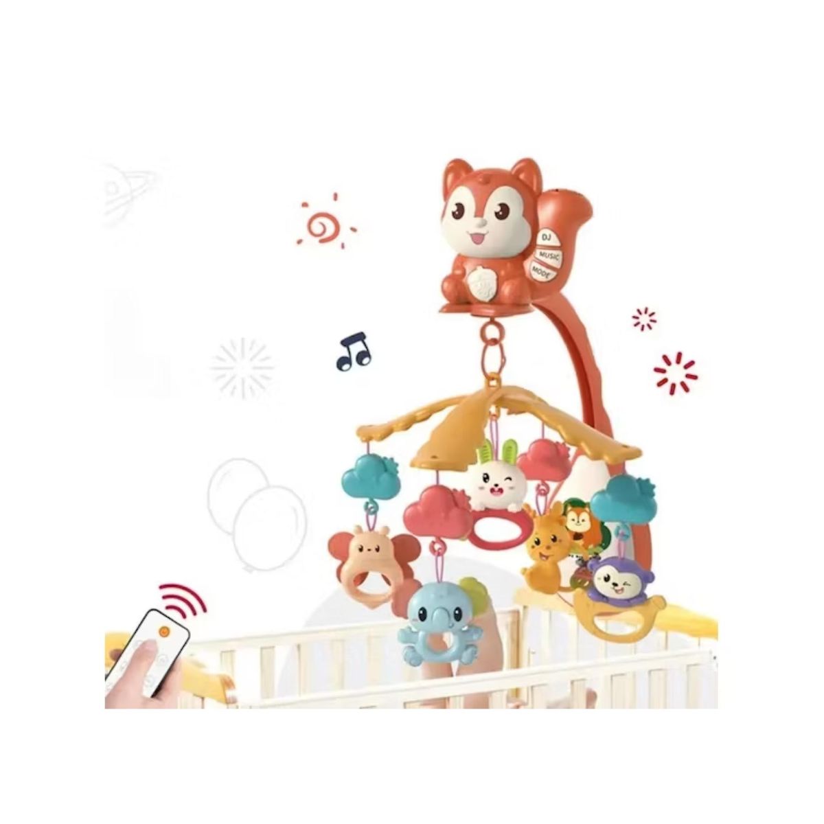 GENERICO - Juguete Movil Sonajero Infantil Con Luz Y Sonido Ardilla-